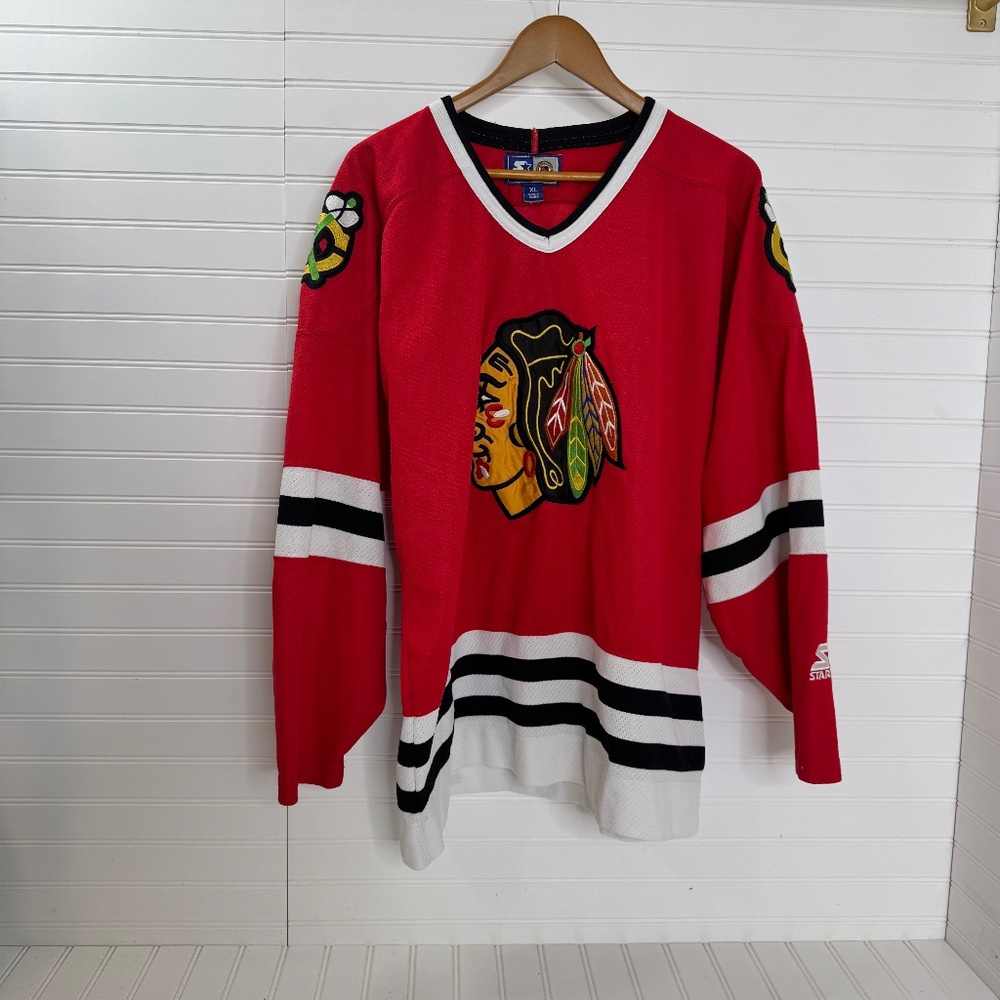 Vintage Chicago Blackhawks Starter Jersey Blank Mens XL